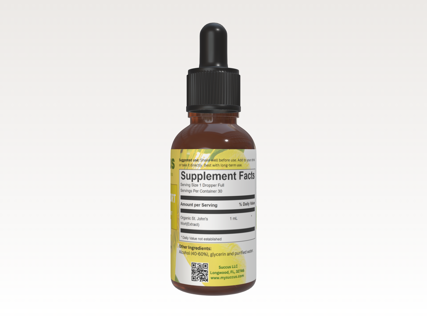 St. John's Wort Tincture | Nervous System (High Potency) | Alcohol-Free | 1 fl oz