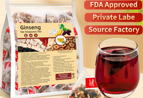 Ginseng Five Treasure Tea English Label Combination Health Tea Triangle Bag
