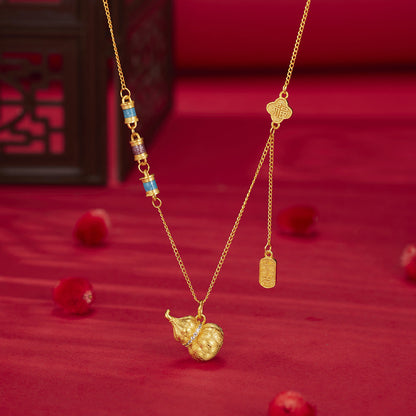 18K Gold-Plated Gourd Pendant Necklace