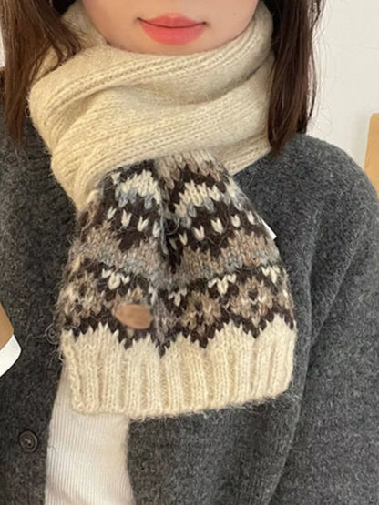Nordic Pattern Knitted Winter Scarf