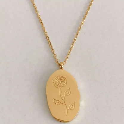 18K Gold-Plated Engraved Pendant Necklace