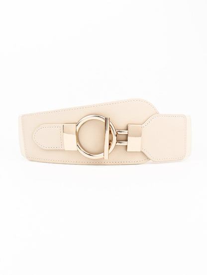 PU Elastic Wide Belt with Alloy Buckle