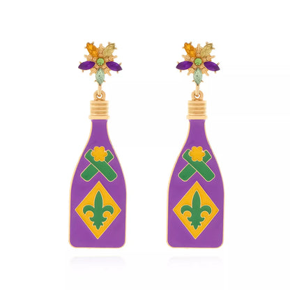 Mardi Gras Bottle Dangle Earrings