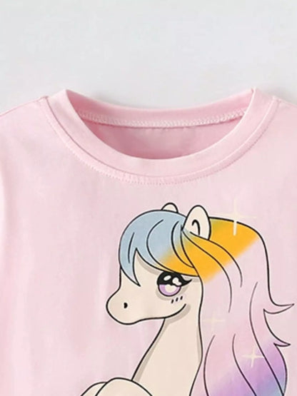 Children's Cute Unicorn Graphic Short Sleeve T-Shirt