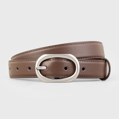 Oval Buckle Leather Belt