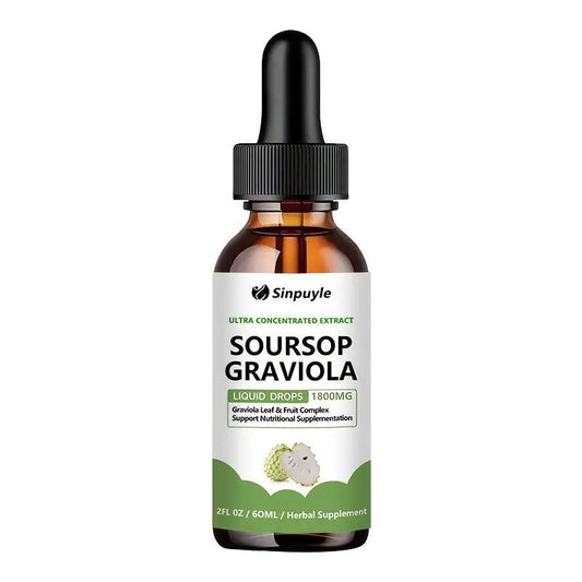 Soursop Graviola 1800mg Ultra Concentrated Liquid Drops - Leaf & Fruit Herbal Supplement, Immune Support, 60ml