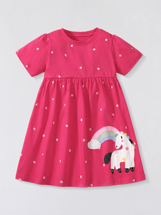 Children's Unicorn Rainbow Short Sleeve Dress