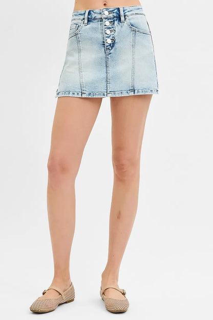 RISEN Full Size High Rise Button Down Skorts Plus Size