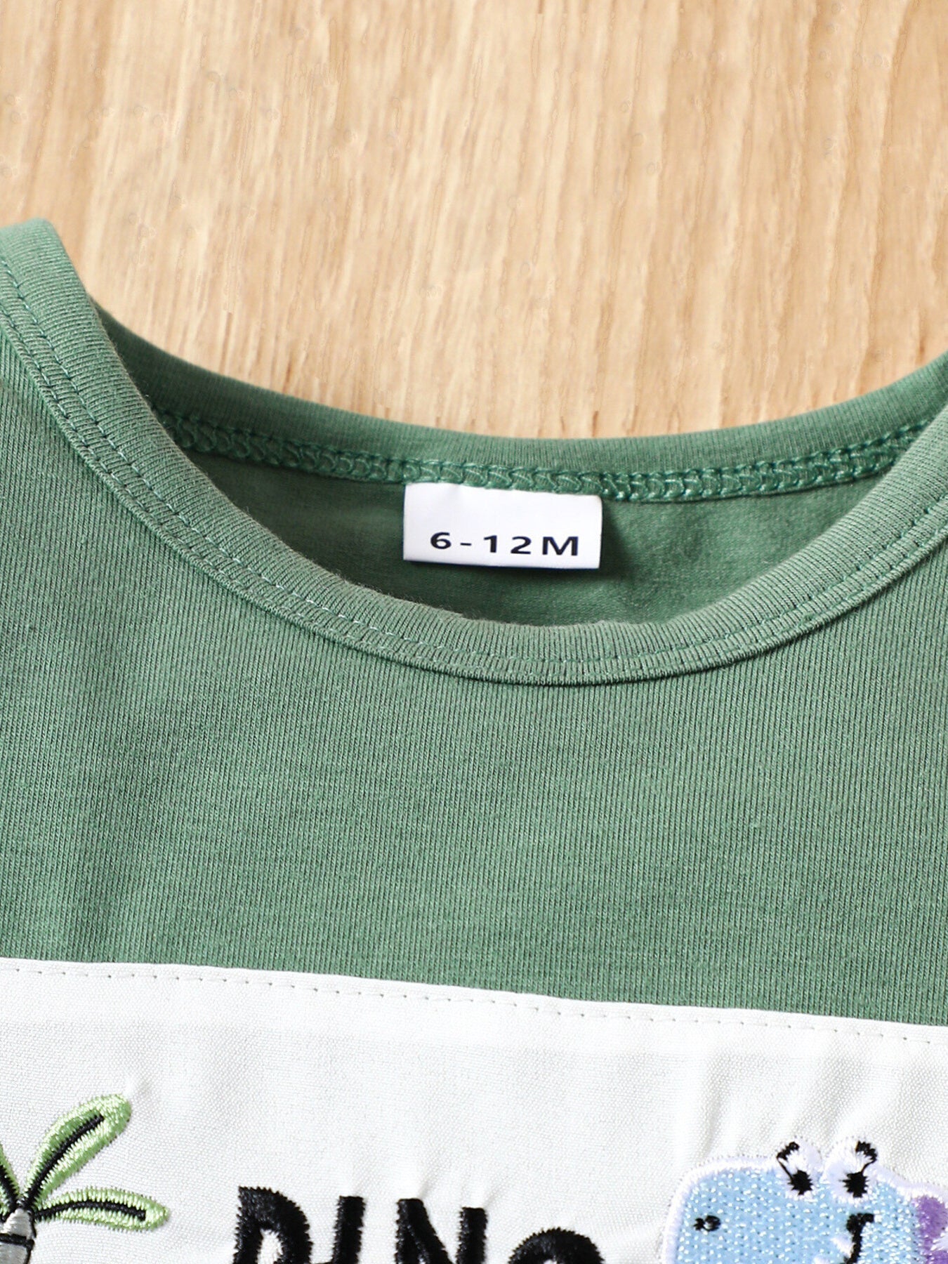 Children's Dino Embroidered Tee & Striped Shorts Set