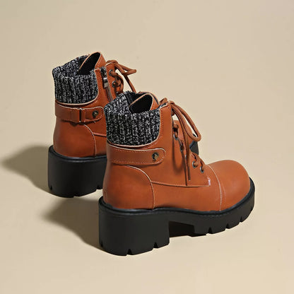 Round Toe Block Heels Boots
