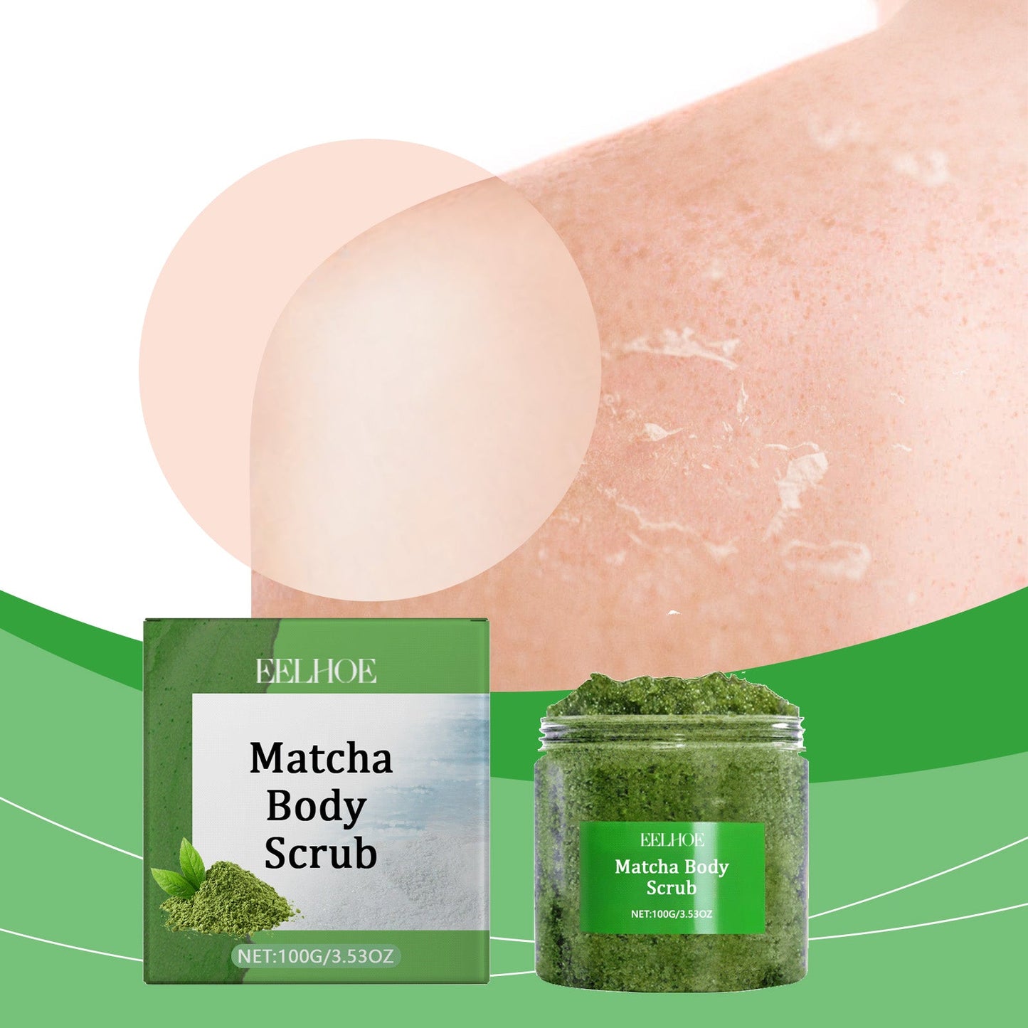 EELHOE Matcha Sea Salt Scrub For Body Cleansing, Nourishing And Moisturizing Skin Moisturizing And Hydrating Exfoliating Scrub