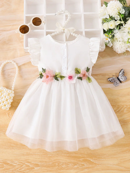 Children's Floral Ruffle Sleeve Dress