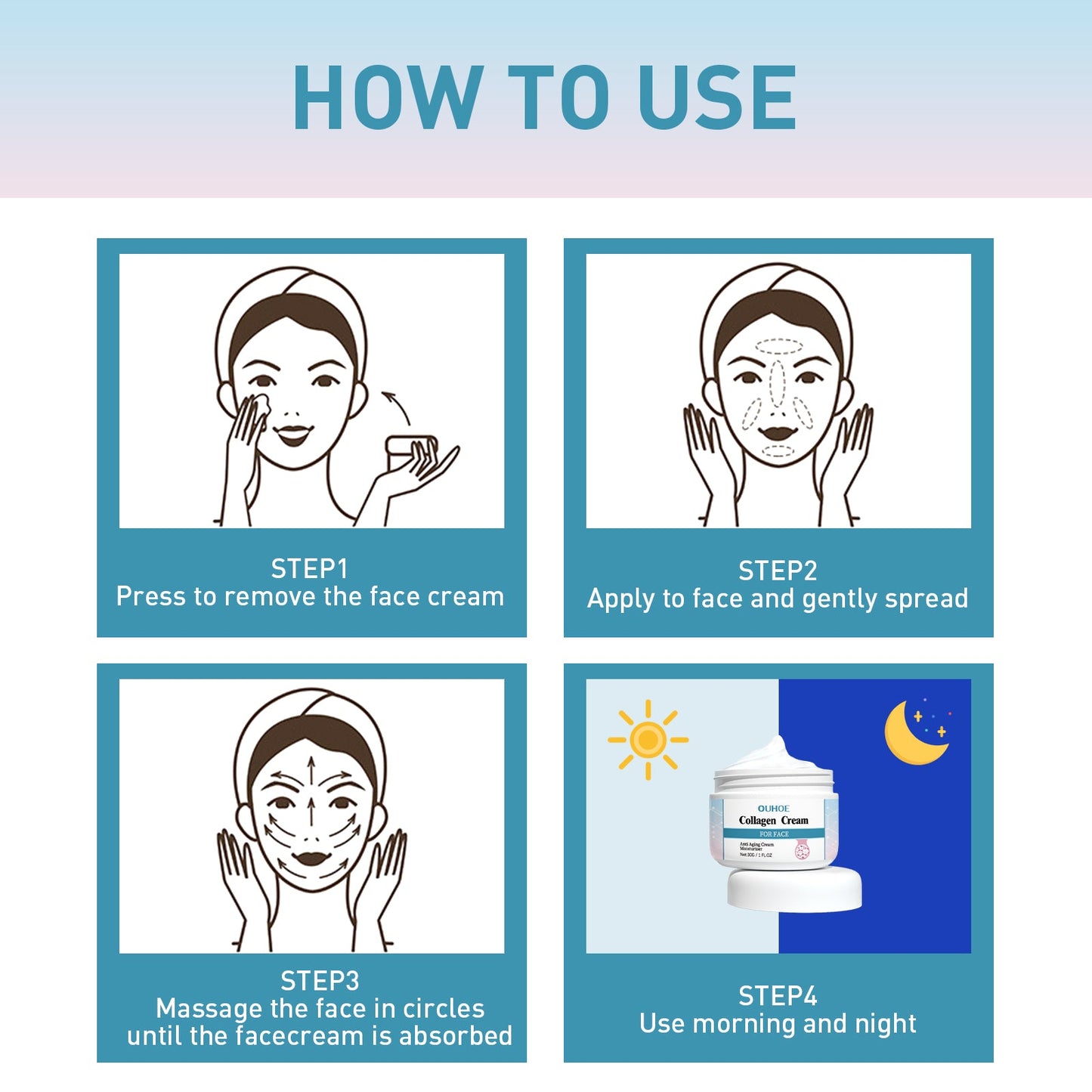 OUHOE Collagen Anti-Wrinkle Cream, Moisturizes Tightens Tender Skin And Anti-aging Face Cream