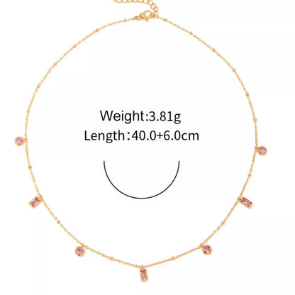 18K Gold-Plated Rhinestone Geometric Adjustable Necklace