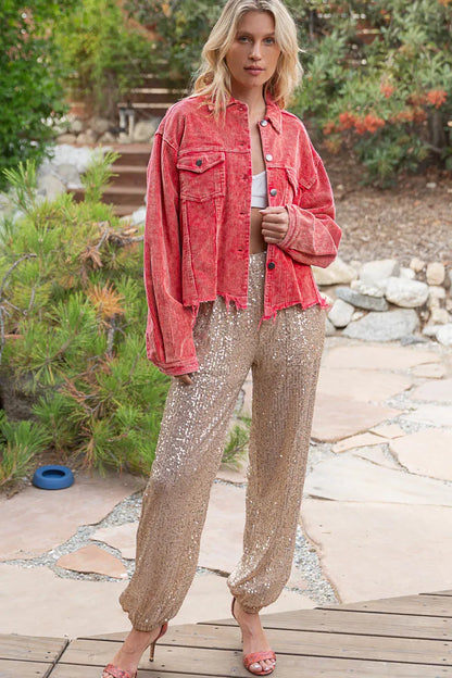 POL Button Down Corduroy Trucker Jacket