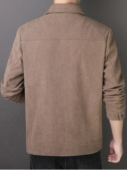 Men's Plus Size Casual Corduroy Button-Down Jacket