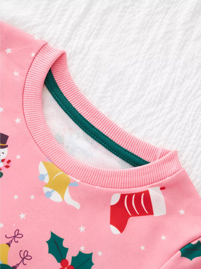 Children's Christmas Print Crew Neck Sweatshirt