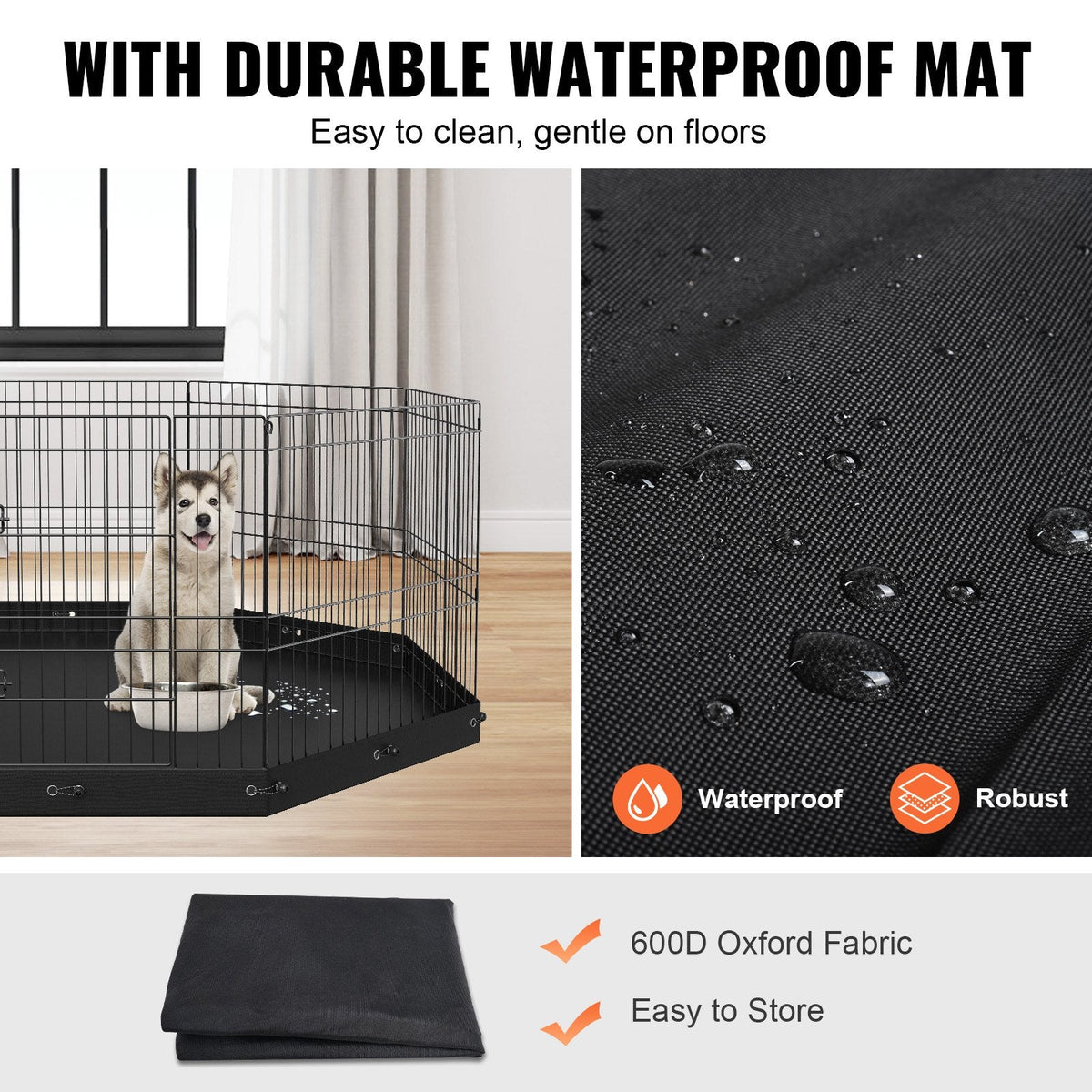 Dog Playpen, 8 Panels Foldable Metal Dog Exercise Pen With Bottom Pad, 24' H Pet Fence Puppy Crate Kennel With Ground Stakes, Indoor Outdoor Dog Pen For Small Medium Pets, For Camping, Yard