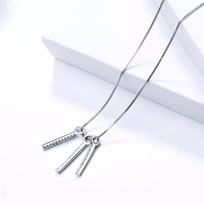 925 Sterling Silver Zircon Tassel Pendant Necklace