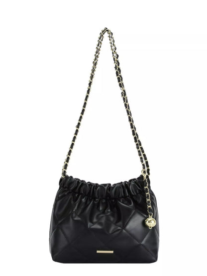 Quilted Ruched Chain Shoulder Bag