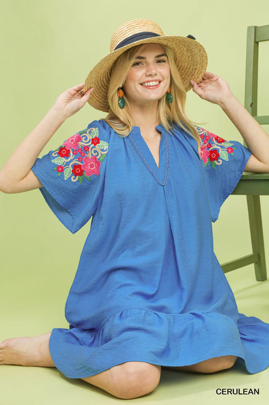 Umgee Embroidered Shoulder Dress
