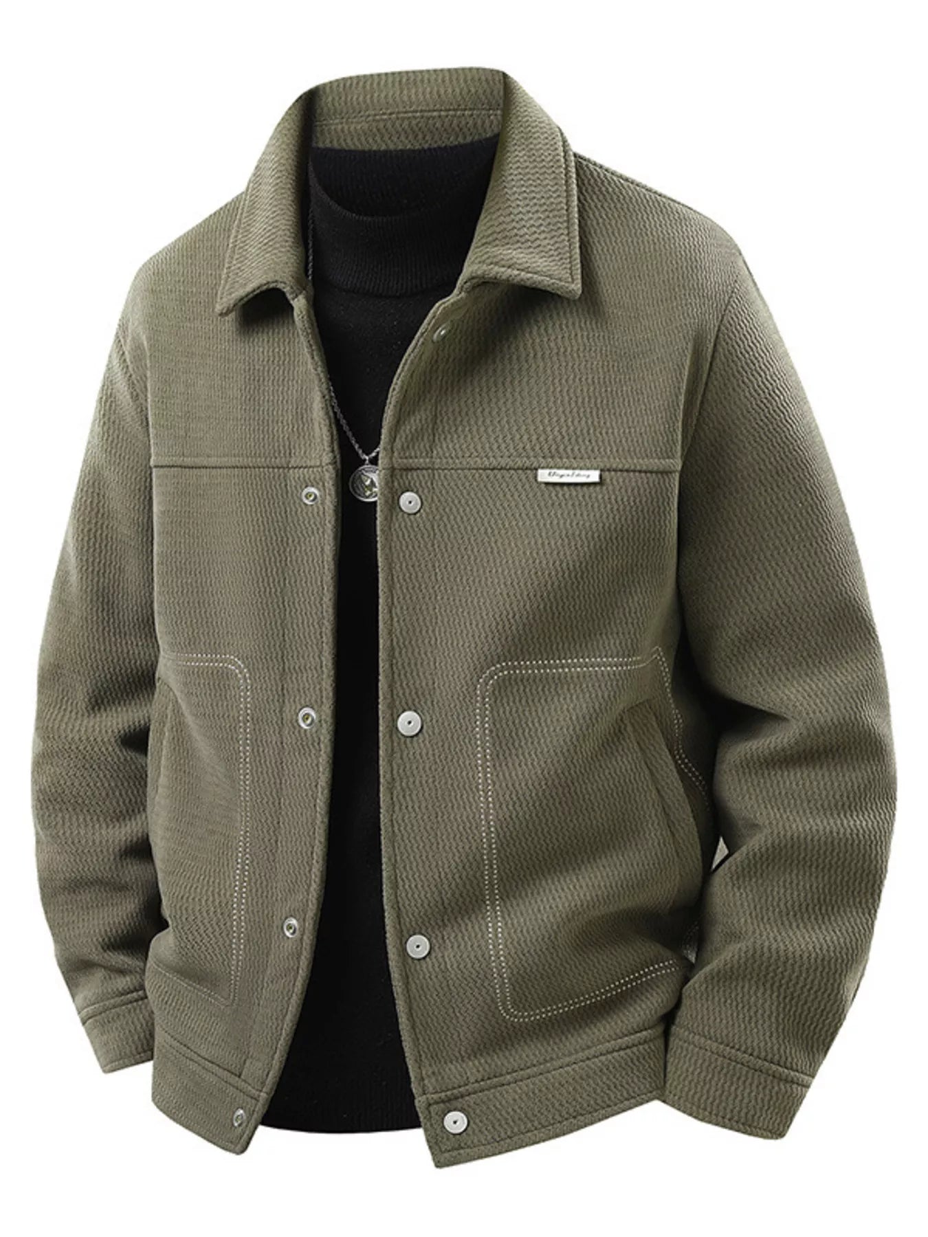 Men's Plus Size Snap Down Long Sleeve Jacket