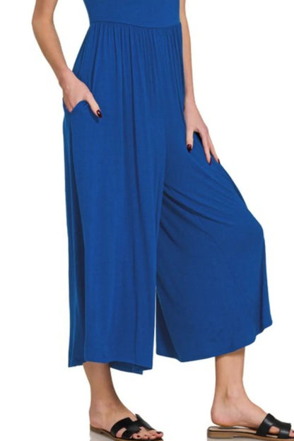 Zenana Double Layered Short Sleeve Jumpsuits