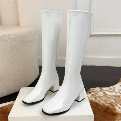 Square Toe Block Heels Boots
