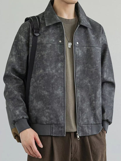 Men's Plus Size Zip Up Faux Leather Shacket