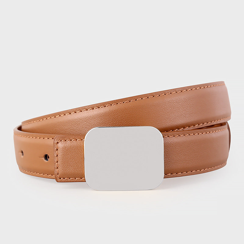 Square Buckle Leather Belt