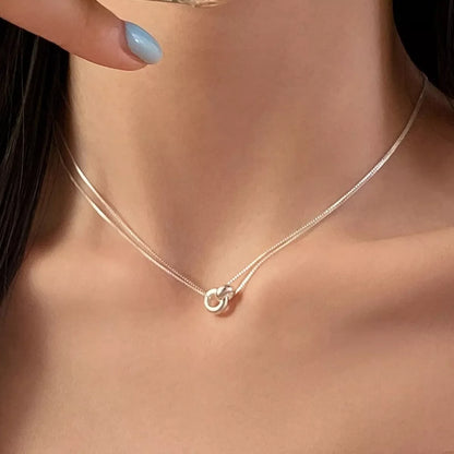 Double Strand 925 Sterling Silver Necklace