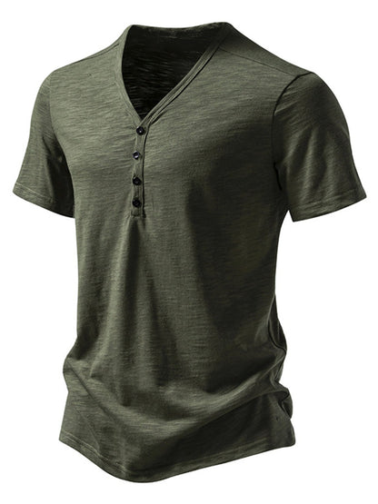 Men's Casual Button Detail T-Shirt