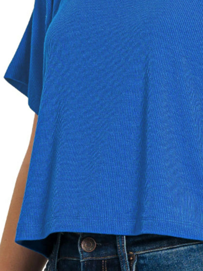 Zenana Ribbed Round-Neck Crop T-Shirt