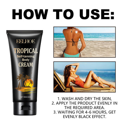 EELHOE Tropical Self-Tanning Body Cream, Natural Wheatskin Moisturizing And Moisturizing Cream For Tanning And Tanning