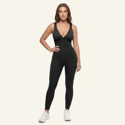 Deep V Shapewear With Chest Support Breathable High-Waisted Tummy Control Jumpsuit