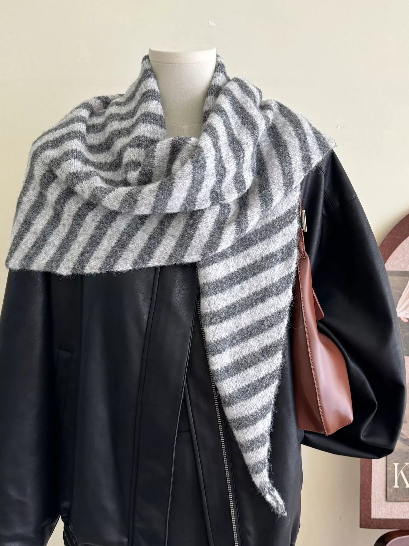 Striped Knitted Winter Scarf