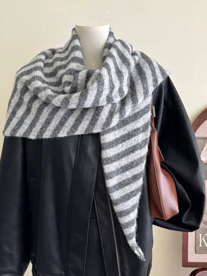 Striped Knitted Winter Scarf