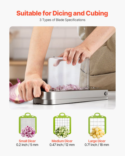 Vegetable Chopper Food Veggie Cutter 3 Stainless Onion Slicer With Container