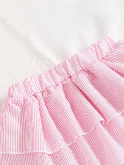 Children's Tie Strap Top & Layered Skirt Set
