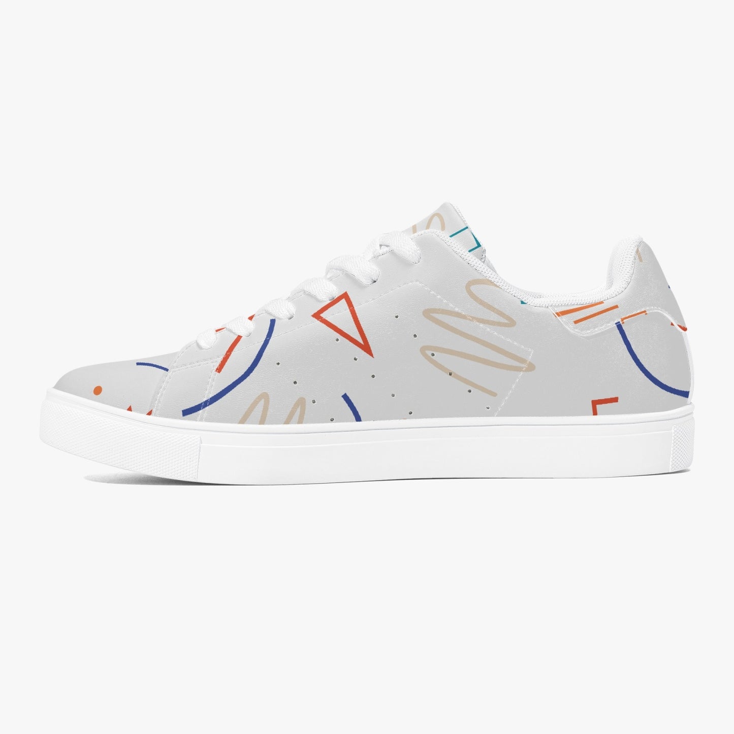 SHO-016GY-24 Classic Leather Sneakers - White Gray