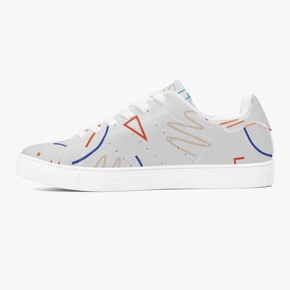 SHO-016GY-24 Classic Leather Sneakers - White Gray