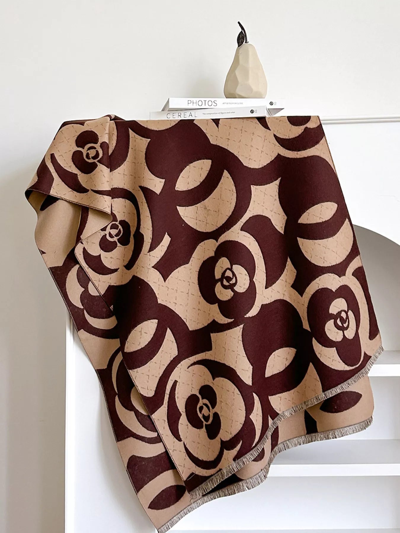 Floral Patterned Warm Scarf