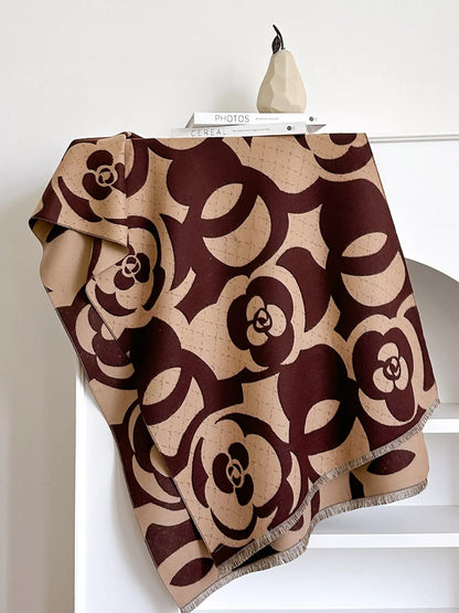 Floral Patterned Warm Scarf