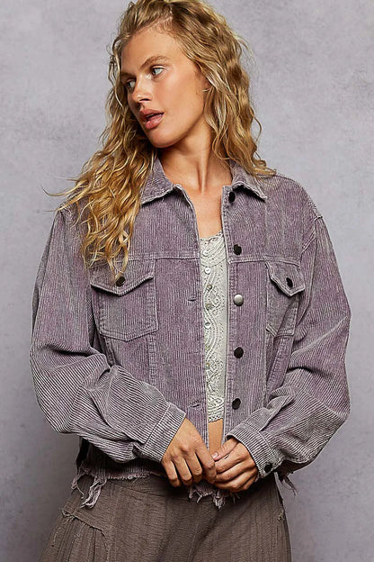POL Button Down Corduroy Trucker Jacket