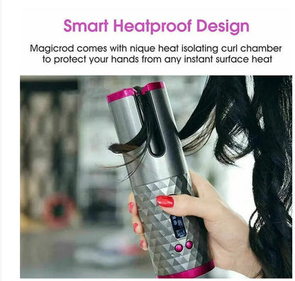 Hair Curler LCD Cordless Auto Rotating Waver Curling Iron Ceramic Wireless USA