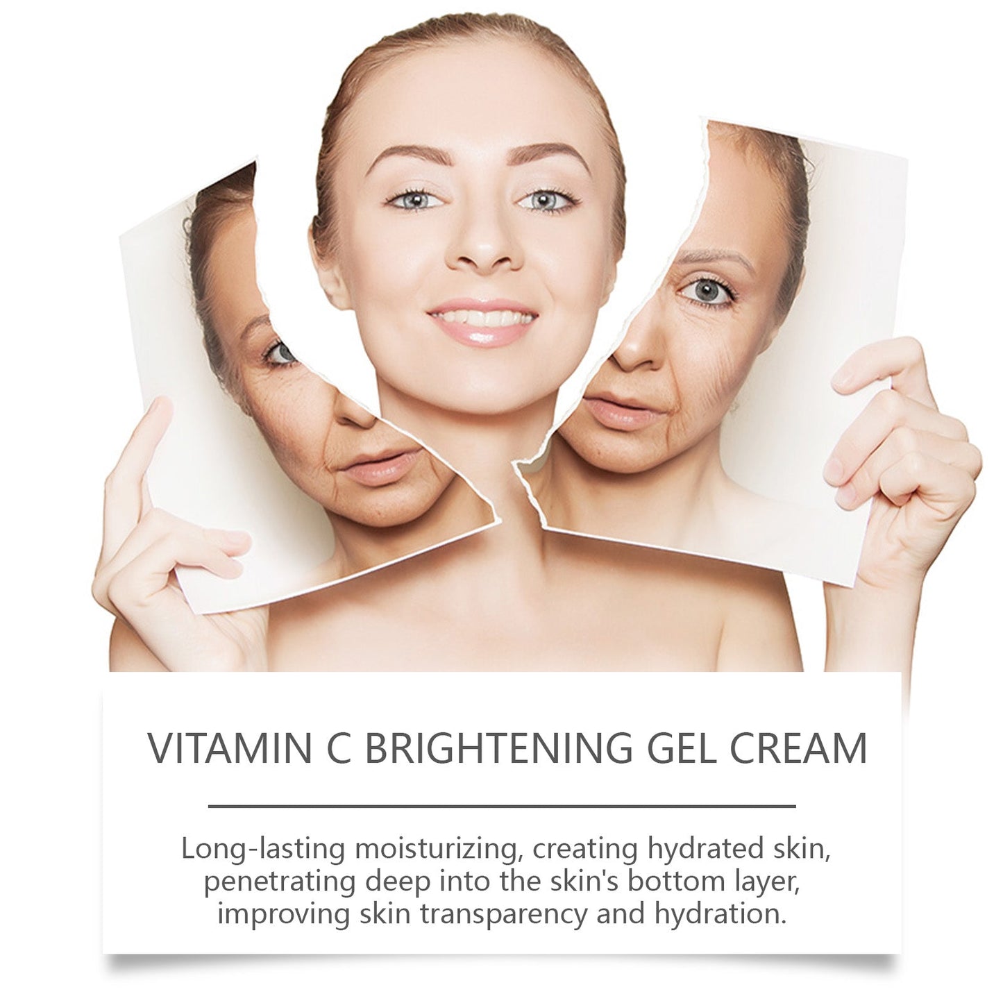 OUHOE Vitamin C Facial Gel Cream, Gentle Nourishing, Brightening, Moisturizing, Hydrating And Light Line Moisturizing Skin Cream