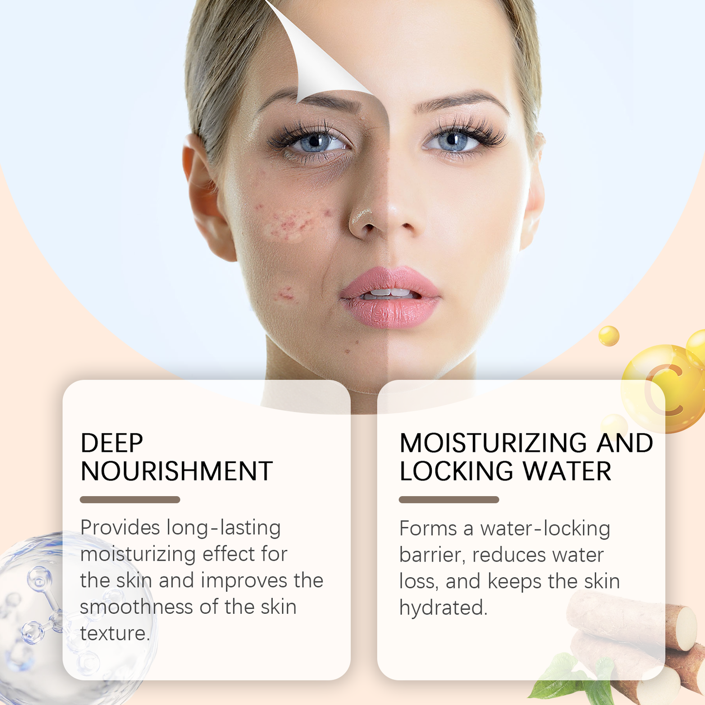Hoygi Yam Cream, Moisturizes, Hydrates And Soothes Facial Skin With Balanced Care Cream