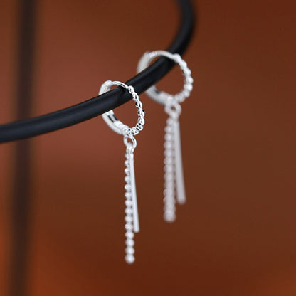 925 Sterling Silver Hoop Drop Earrings