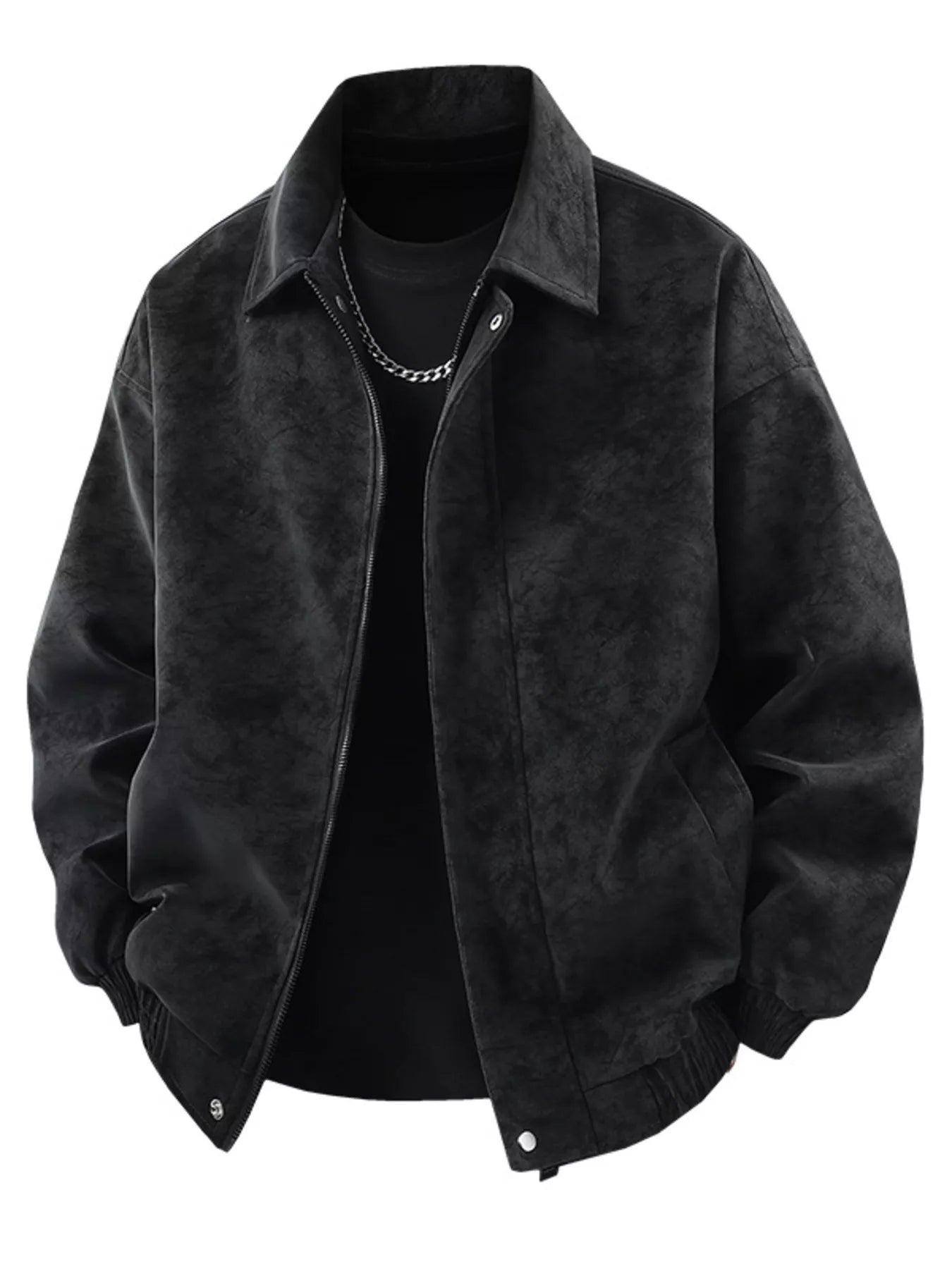 Men's Plus Size Zip Up Leather Jacket