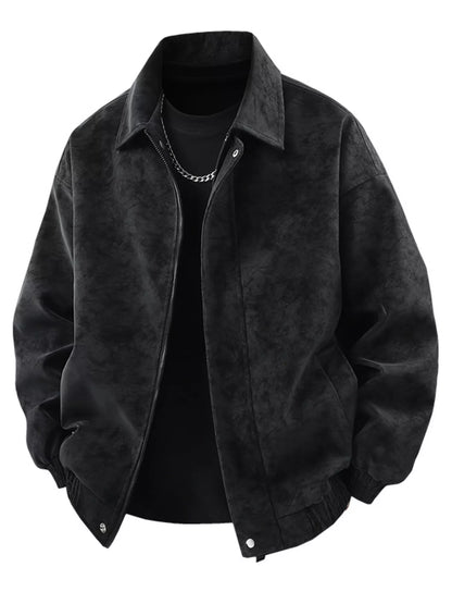 Men's Plus Size Zip Up Leather Jacket